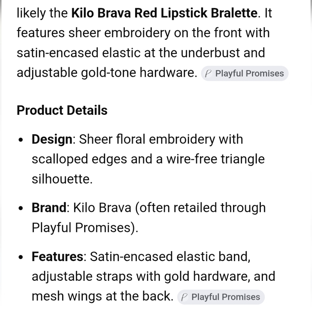 KILO BRAVA RED LIPSTICK BRALETTE, SIZE:MEDIUM - Picture 3 of 9